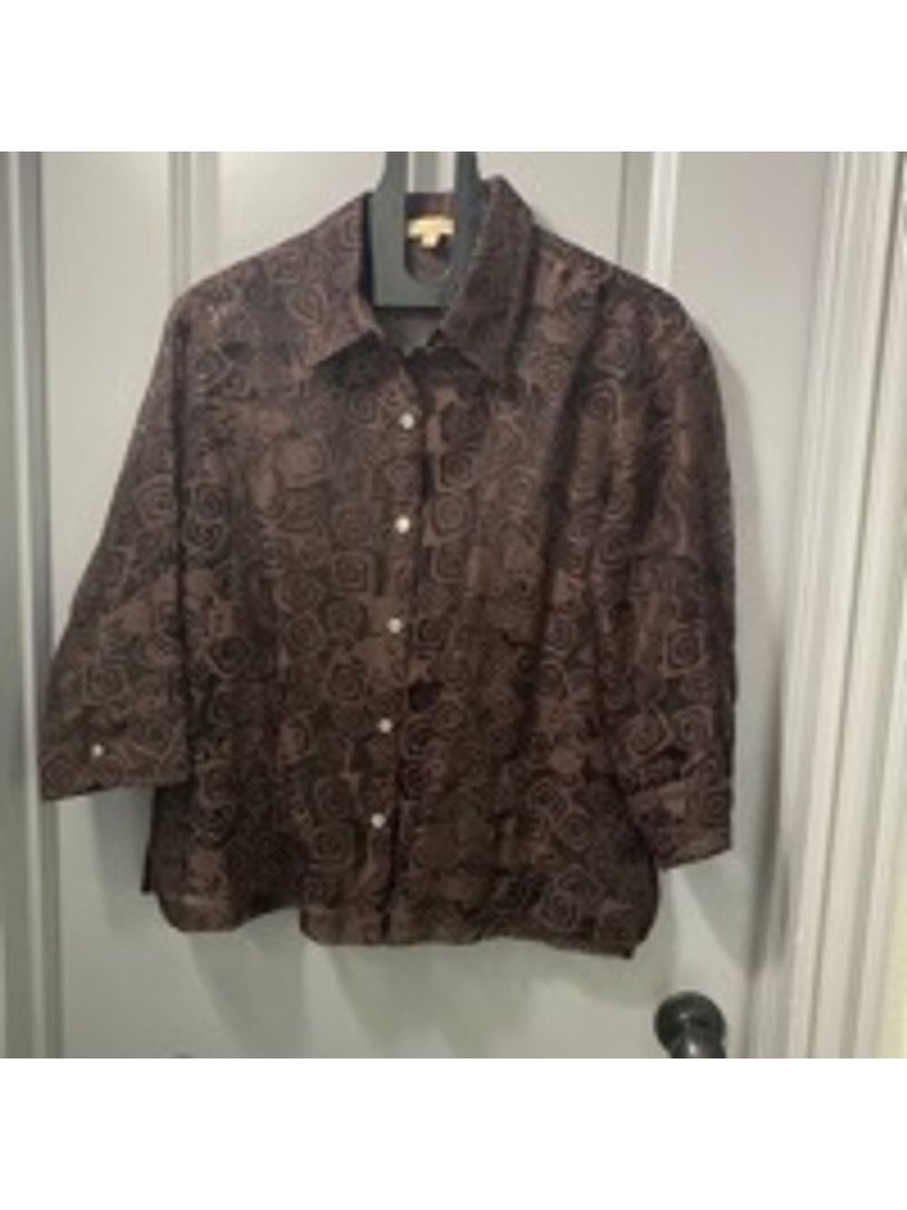 Women's Choices Brown Button-Up Shirt Size L